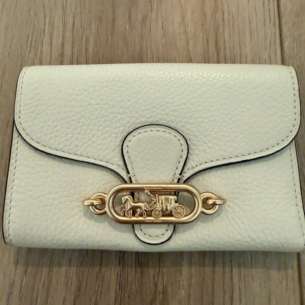 Coach Cream Leather Wallet with Gold Accent